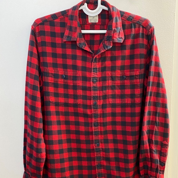 J. Crew Other - J.Crew Flannel Slim-fit Red and Black Shirt - Size L